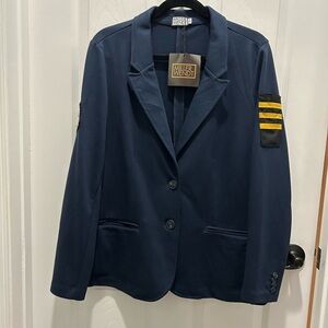 Miller Wendt Navy Women's Two Button Softknit Patch Blazer Large NWT